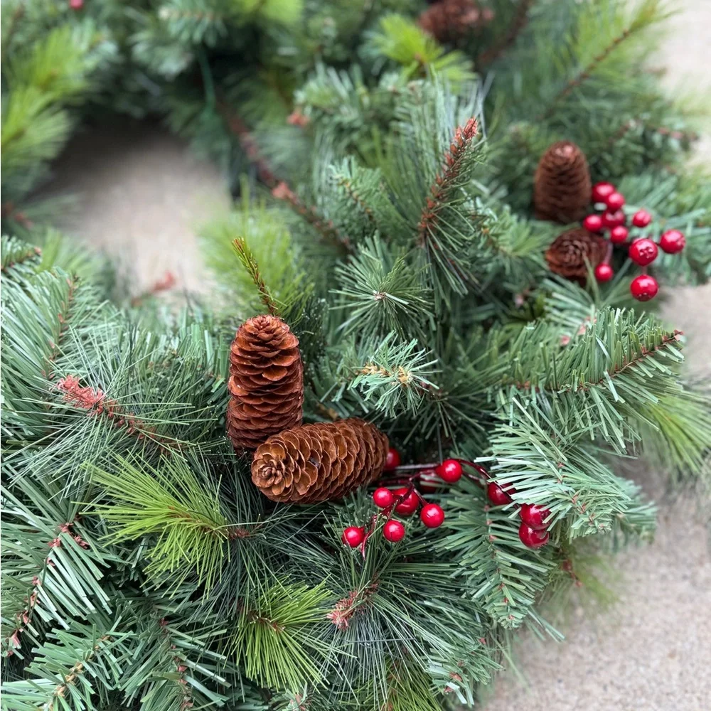 Festive Green and Red Holiday Wreath - NWT
